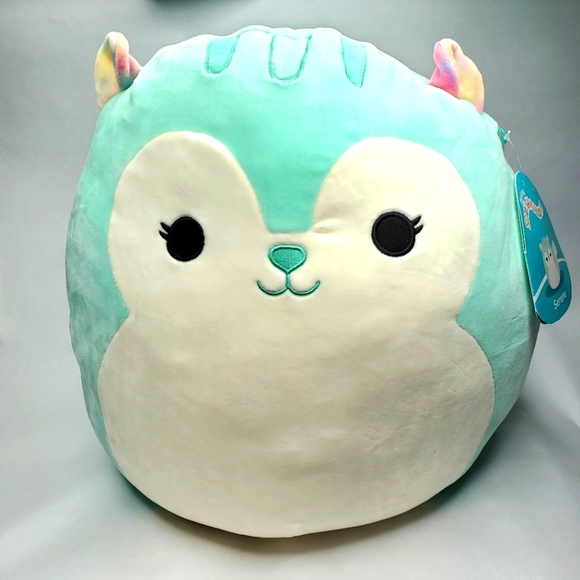 Serene the Teal Squirrel 16" Squishmallow Plush - BAM Exclusive Rainbow Tail NEW - Picture 1 of 6